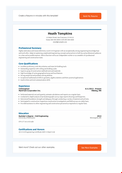 entry level civil engineering resume | professional engineering construction | civil template