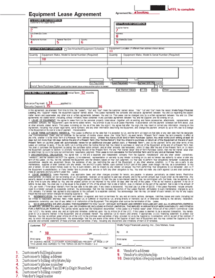 equipment lease agreement - lease equipment and agree to terms template