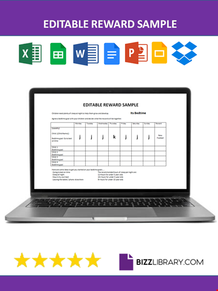 editable reward sample template template