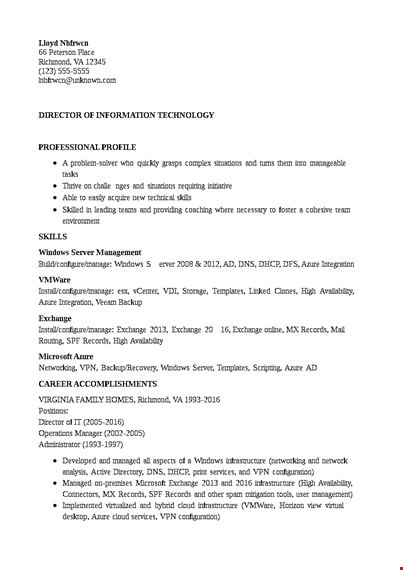 technical it resume format template