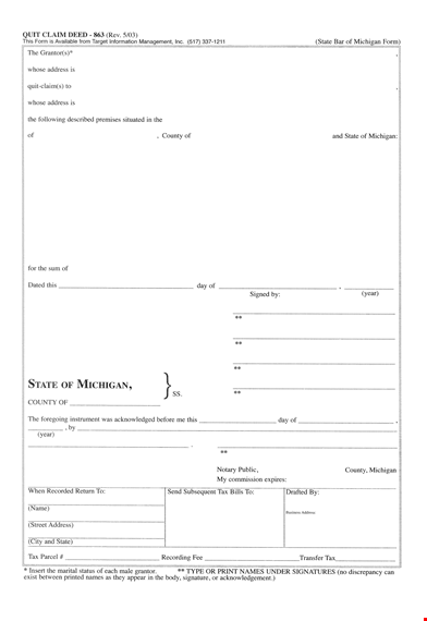 quit claim deed template - download easily template