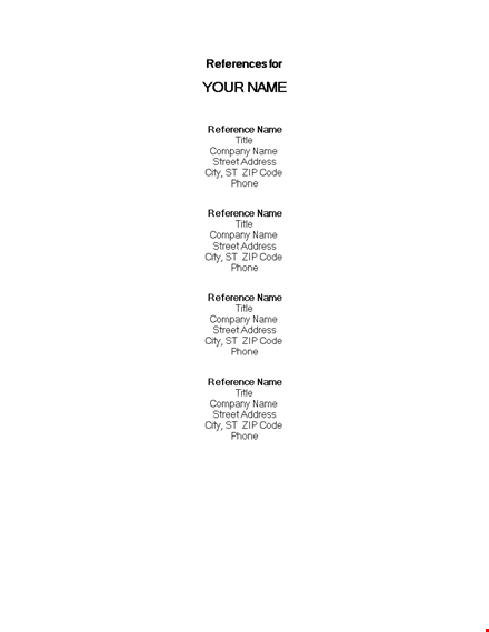 reference page template - create professional reference pages | company, title, street template