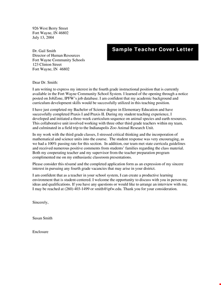 teacher cover letter template template