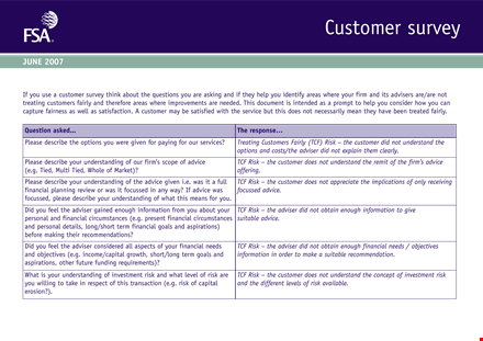 printable customer survey template template