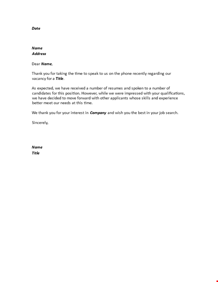 thank you for your interest | phone interview rejection letter template