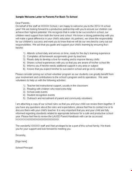 elementary school letter template - support your child's education with this powerful resource template