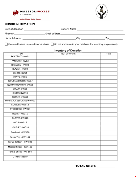 donation inventory sample - track donors, shoes, scrubs template