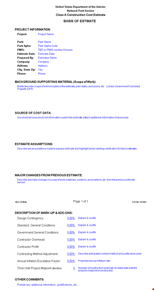 effortlessly create and justify project estimates with our professional estimate template template