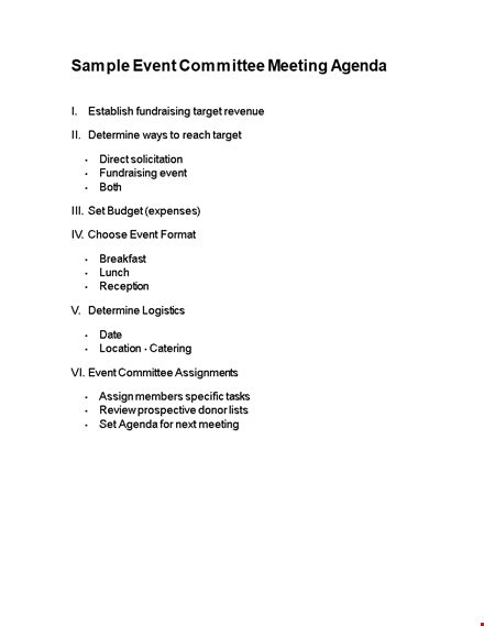 event planning meeting agenda template template