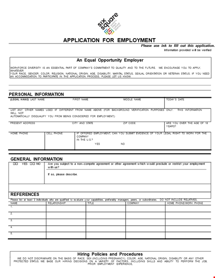create an engaging application with our employment application template template
