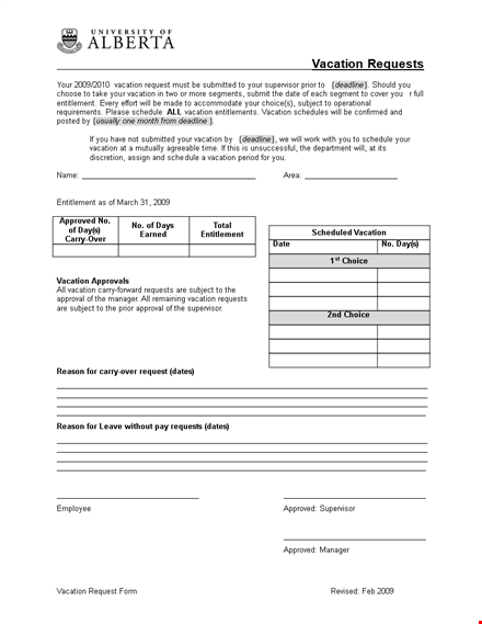 submit vacation requests on time | use our vacation request form template
