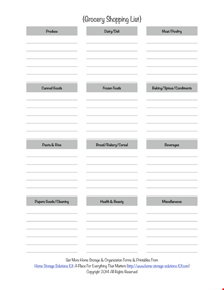 easy grocery list template for efficient storage solutions template