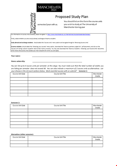 proposed study template