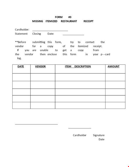 itemized restaurant receipt template