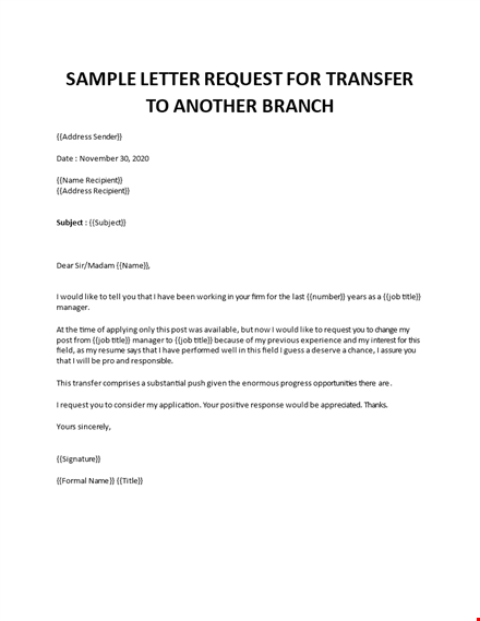 sample letter of request for transfer to other department template