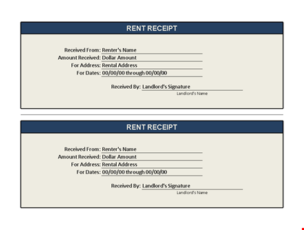 rent receipt template excel template