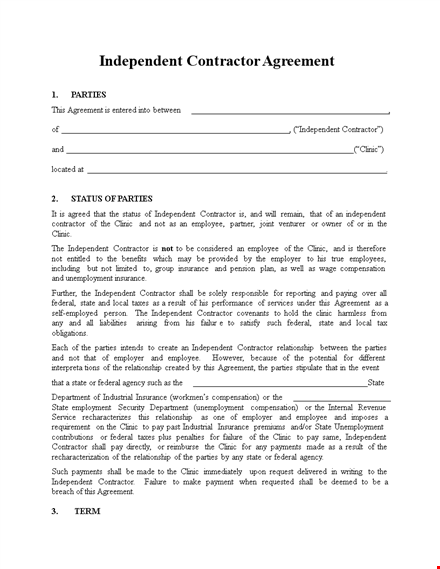 independent contractor agreement for clinic: protect your business template