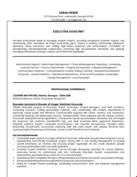 professional executive assistant resume template