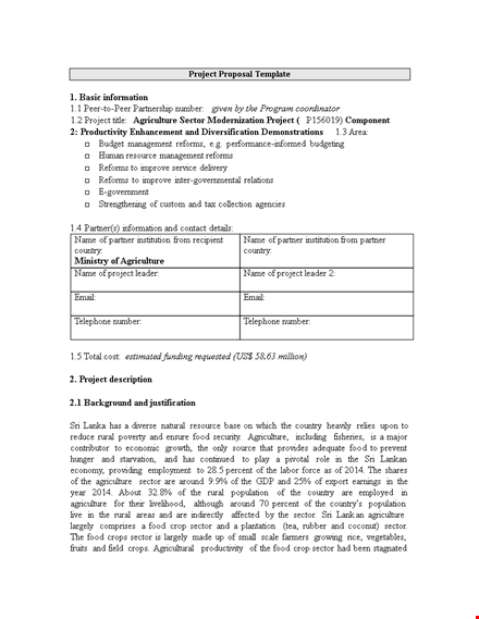 customizable project proposal template for technology and agriculture activities template