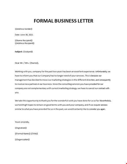 formal business letter template