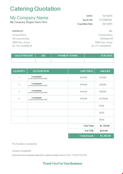 create professional catering quotations - free template & examples template