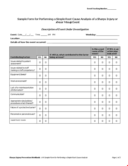 effective root cause analysis template for workplace issues and patient care action template