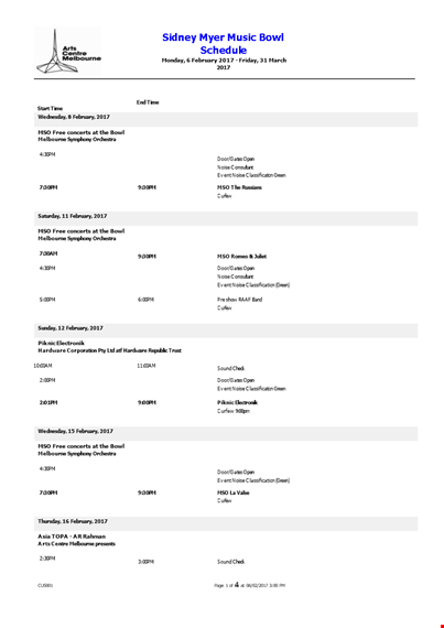 printable music bowl schedule template