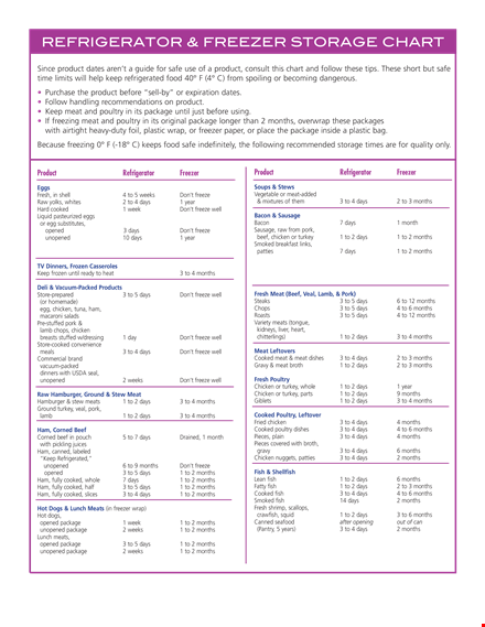 storage chart template