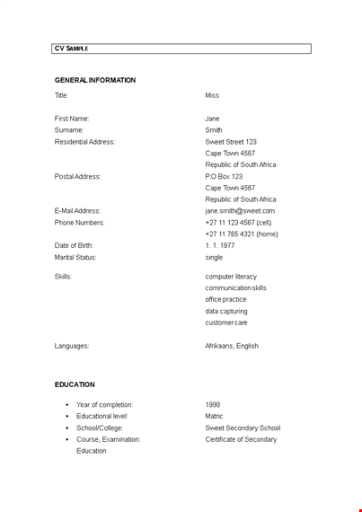 simple resume format word template