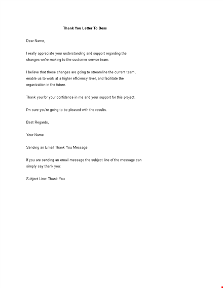 professional thank you letter to boss template