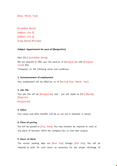 simple appointment letter format pdf template