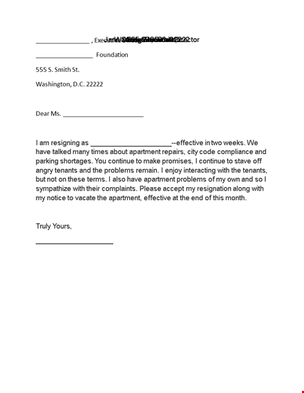 resign with grace: two weeks notice for executive director at smith foundation, washington template