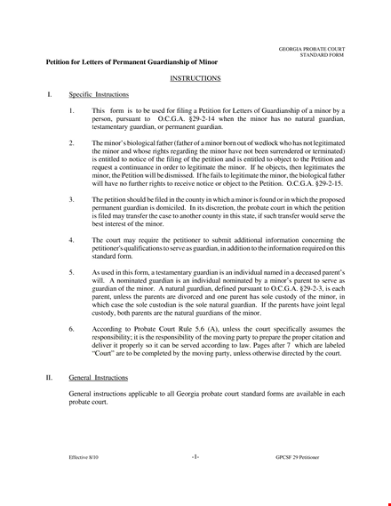 permanent guardianship form template