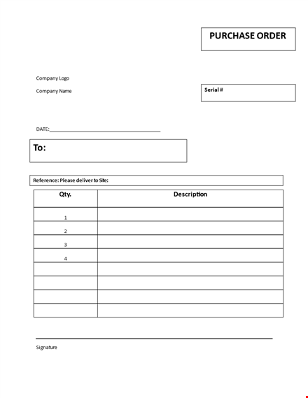 easy purchase order template for your company | download now template
