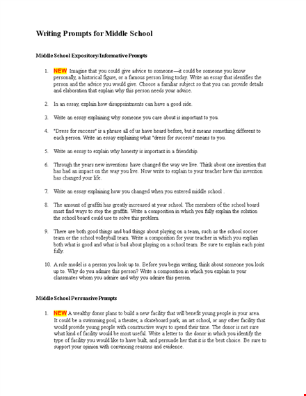 sample informative essay for middle school template