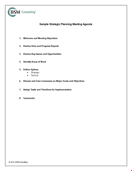 planning meeting agenda sample template
