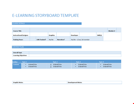 e learning storyboard template template