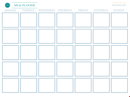 printable meal template template