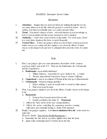 discover the deadly effects of snake venom with our informative speech outline template