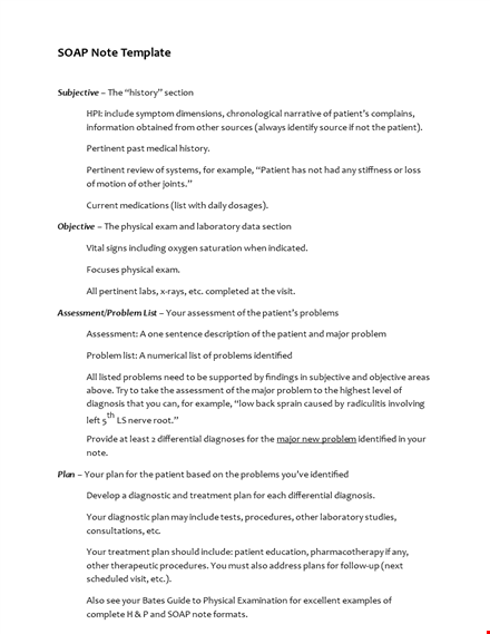 soap note template template