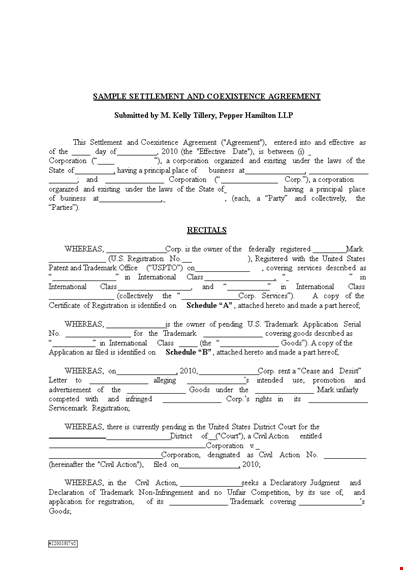 legal settlement agreement for civil action | parties resolved template