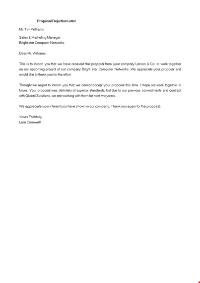free proposal rejection letter template