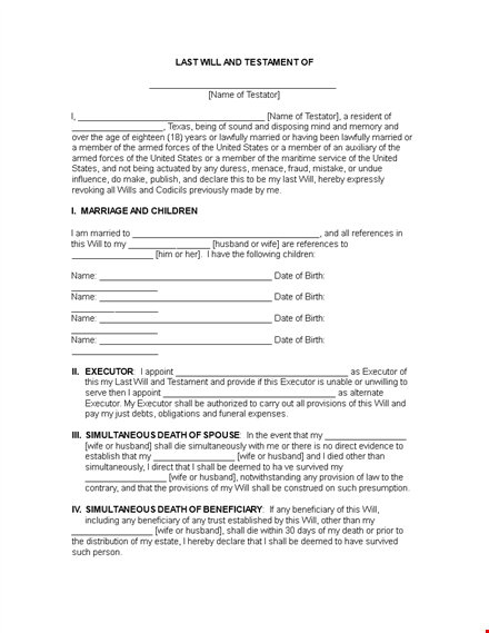 create your last will and testament template - free and easy template