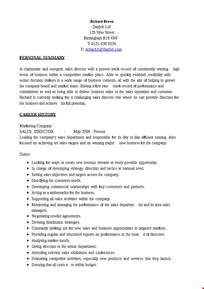 digital sales director resume template