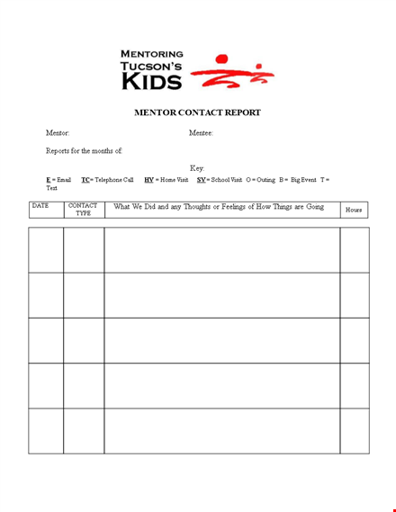 mentor contact report template template