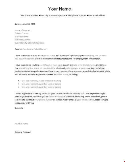 letter of interest for school and business template