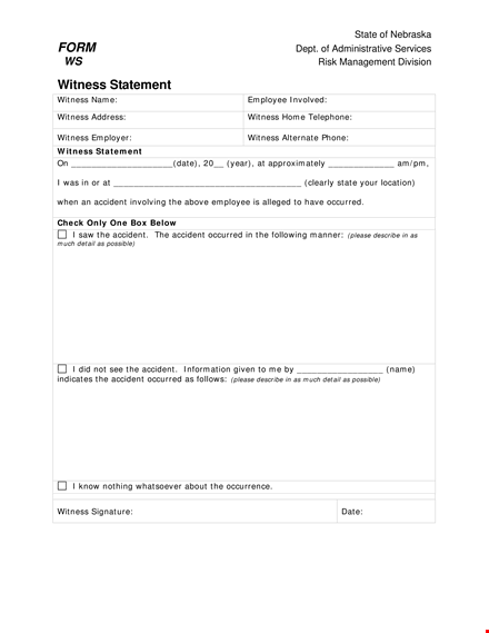 accident witness statement - state what occurred template