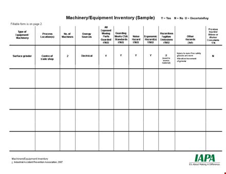 equipment inventory list template template