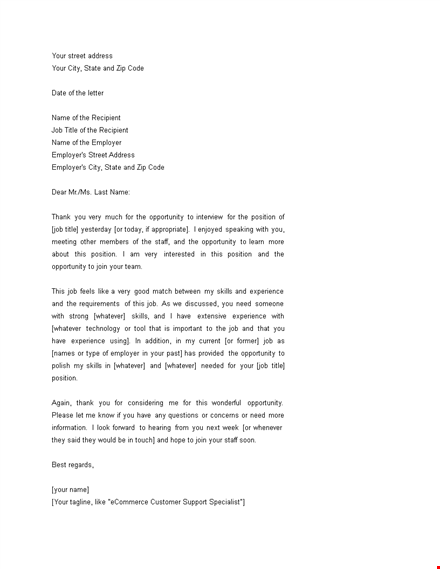 thank you letter to internal recruiter template