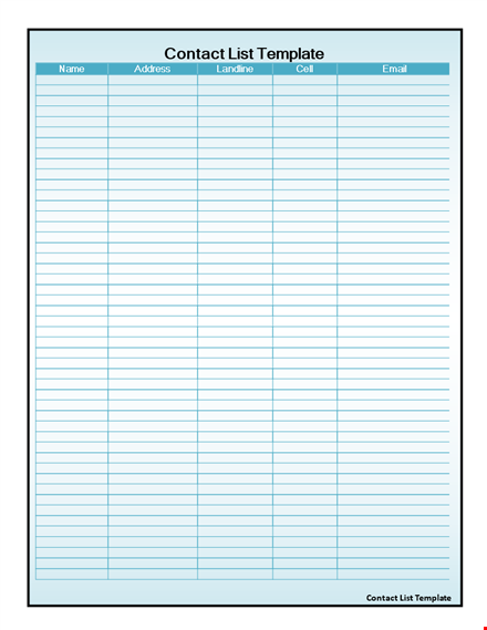 efficient contact list template - keep track of your contacts easily template